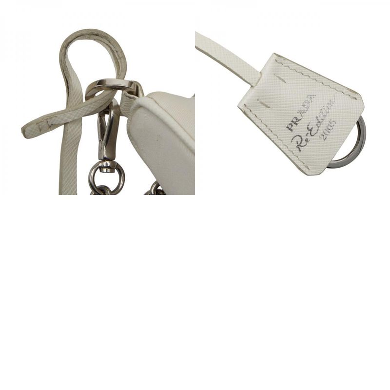 Prada Re-Edition Triangle Logo Plate Shoulder Bag Handbag 2way White Beige