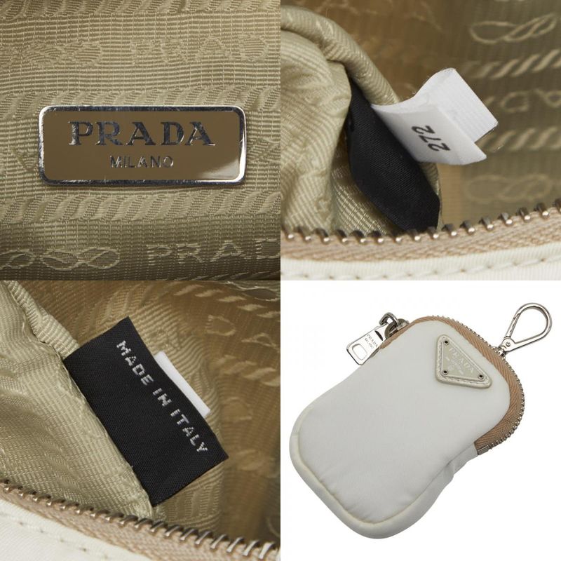 Prada Re-Edition Triangle Logo Plate Shoulder Bag Handbag 2way White Beige