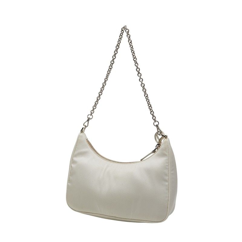 Prada Re-Edition Triangle Logo Plate Shoulder Bag Handbag 2way White Beige