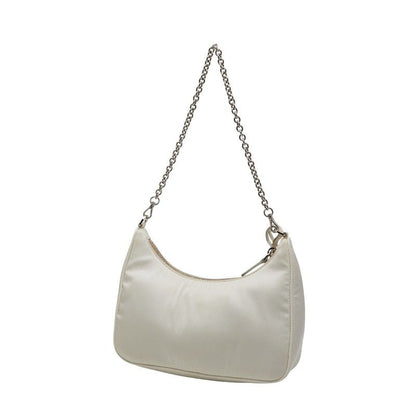 Prada Re-Edition Triangle Logo Plate Shoulder Bag Handbag 2way White Beige