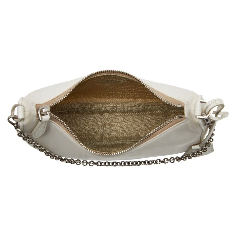 Prada Re-Edition Triangle Logo Plate Shoulder Bag Handbag 2way White Beige