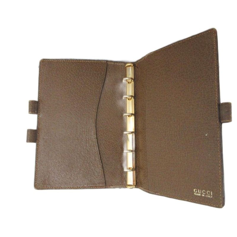 Gucci Notebook Cabas - Case Bi-Fold 6 Rows Leather Brown Khaki
