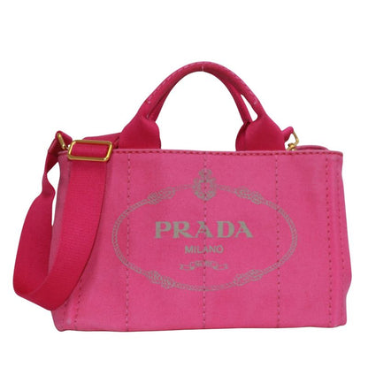 Prada Canapa Canvas Pink Purple Tote Bag Gold B2439g