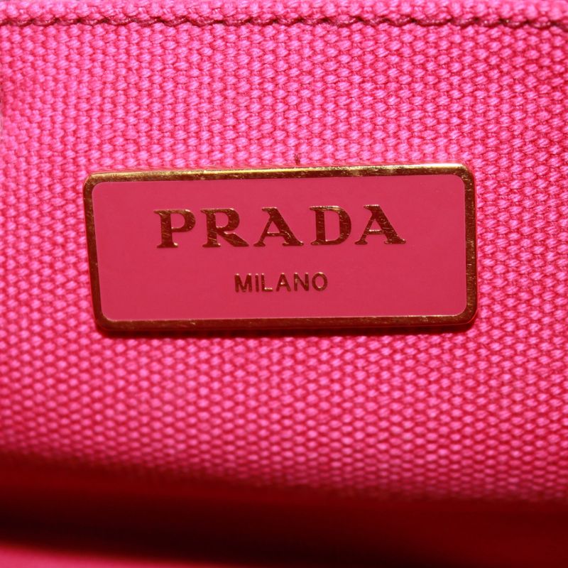 Prada Canapa Canvas Pink Purple Tote Bag Gold B2439g