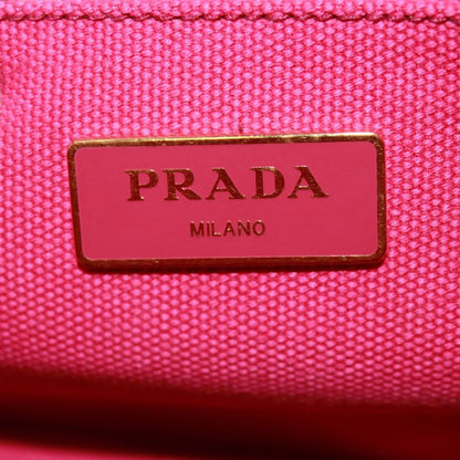 Prada Canapa Canvas Pink Purple Tote Bag Gold B2439g