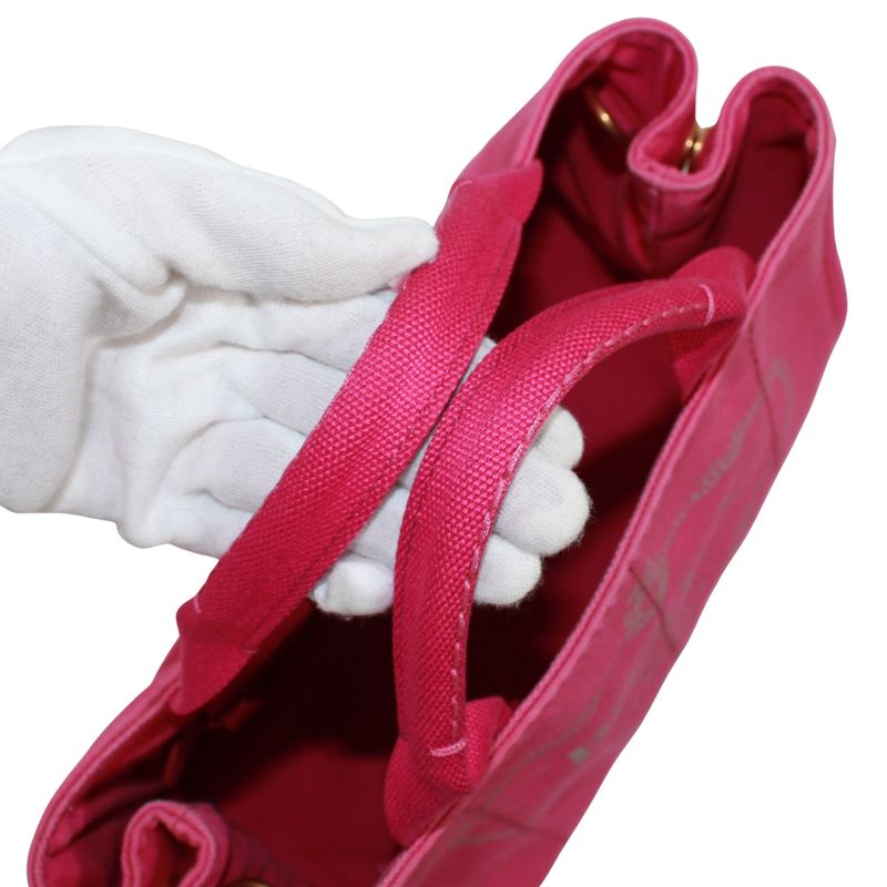 Prada Canapa Canvas Pink Purple Tote Bag Gold B2439g