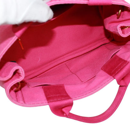 Prada Canapa Canvas Pink Purple Tote Bag Gold B2439g