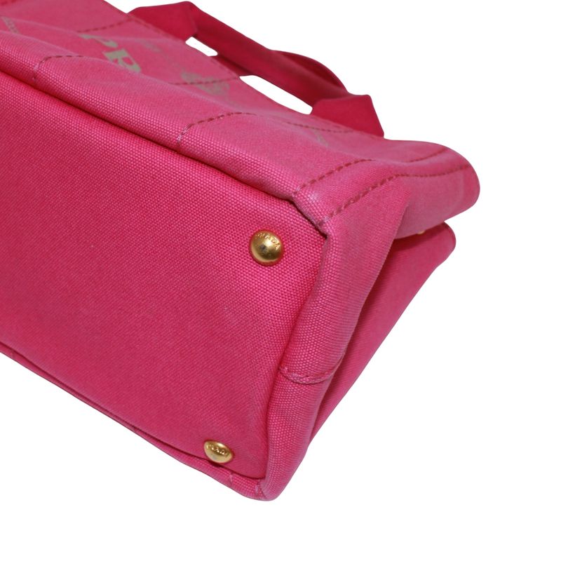 Prada Canapa Canvas Pink Purple Tote Bag Gold B2439g