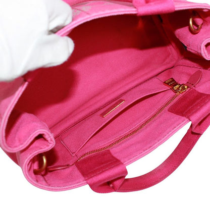 Prada Canapa Canvas Pink Purple Tote Bag Gold B2439g