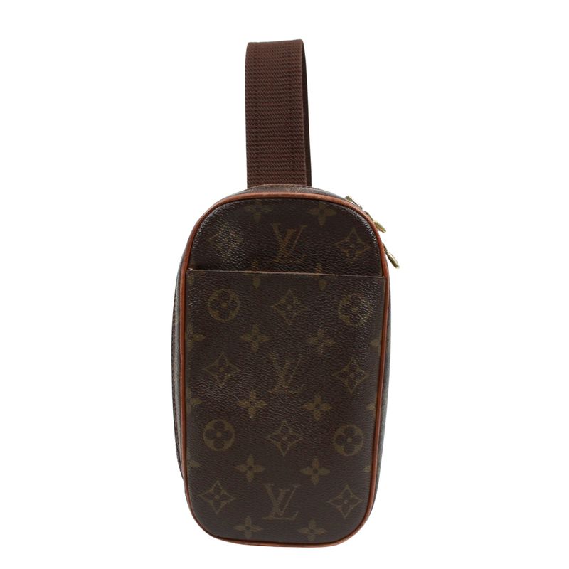 Louis Vuitton Pochette Gange Monogram Leather ×pvc Brown Body Bag Gold M51870
