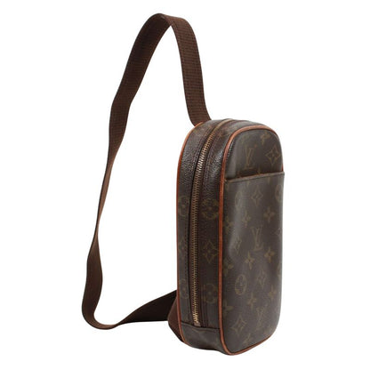 Louis Vuitton Pochette Gange Monogram Leather ×pvc Brown Body Bag Gold M51870
