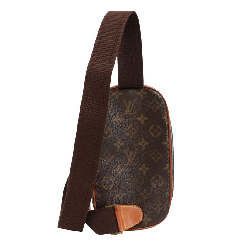 Louis Vuitton Pochette Gange Monogram Leather ×pvc Brown Body Bag Gold M51870