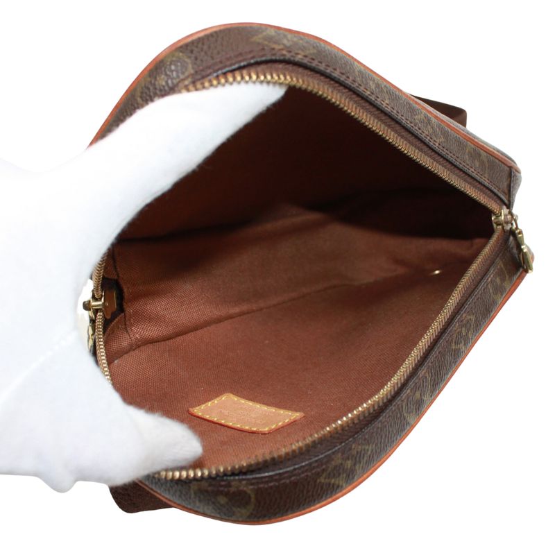 Louis Vuitton Pochette Gange Monogram Leather ×pvc Brown Body Bag Gold M51870