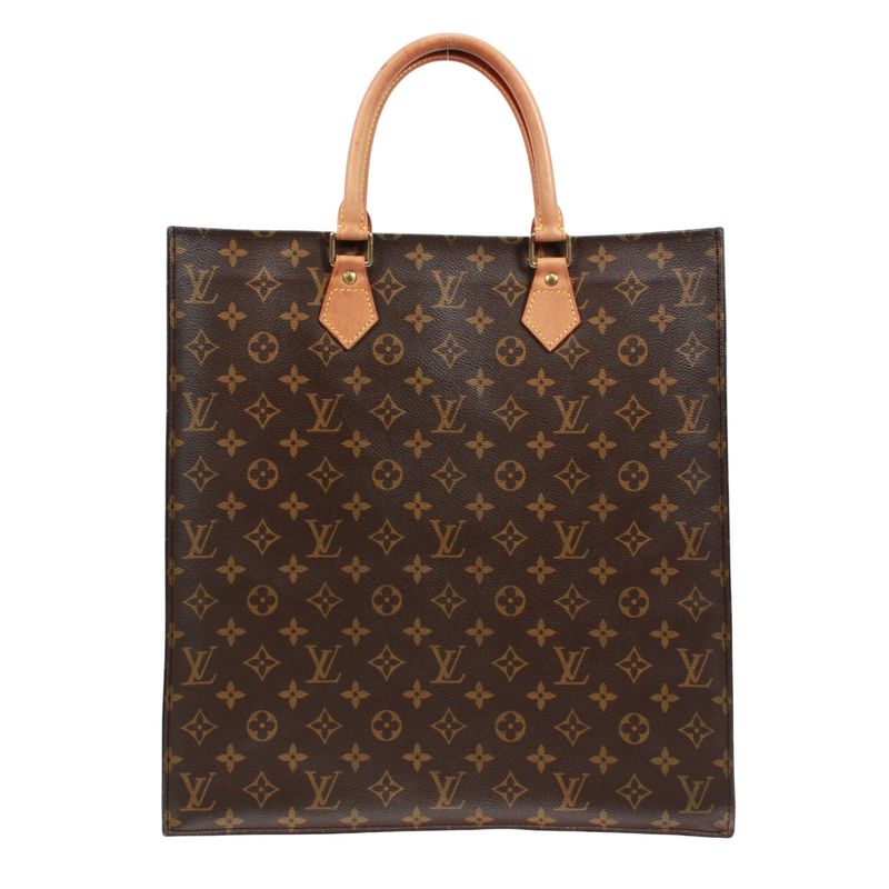 Louis Vuitton Sac Plastic Monogram Handbag Leather ×pvc Brown Tote Bag Gold