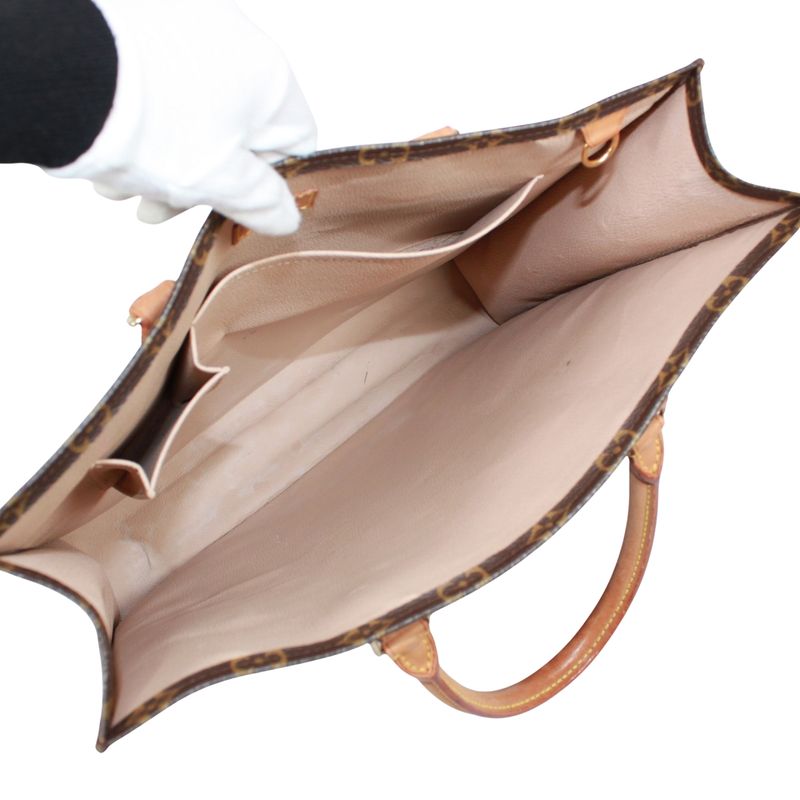 Louis Vuitton Sac Plastic Monogram Handbag Leather ×pvc Brown Tote Bag Gold