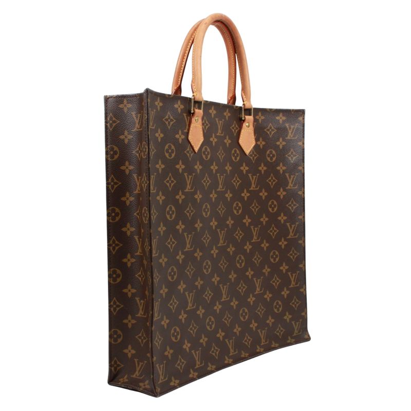 Louis Vuitton Sac Plastic Monogram Handbag Leather ×pvc Brown Tote Bag Gold