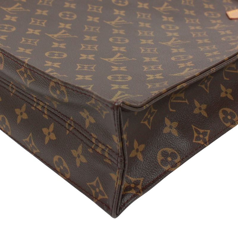 Louis Vuitton Sac Plastic Monogram Handbag Leather ×pvc Brown Tote Bag Gold