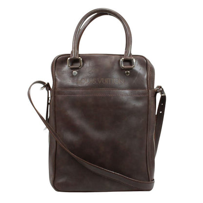 Louis Vuitton Porto Documento Vertical Leather Brown Shoulder Bag Silver