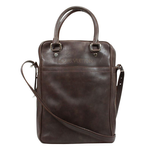 Louis Vuitton Porto Documento Vertical Leather Brown Shoulder Bag Silver