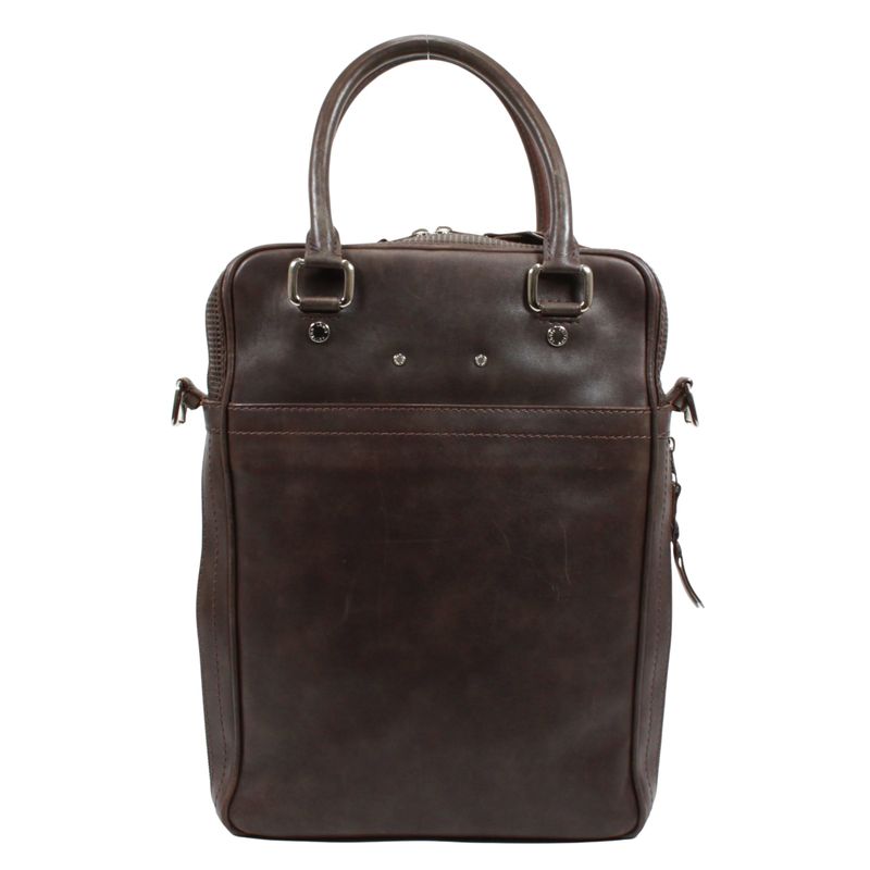 Louis Vuitton Porto Documento Vertical Leather Brown Shoulder Bag Silver