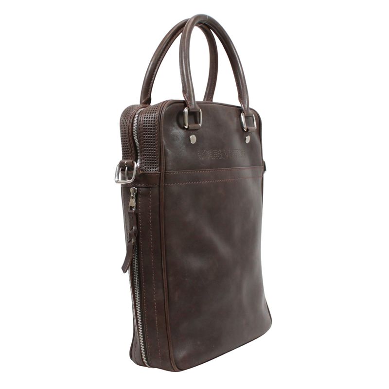 Louis Vuitton Porto Documento Vertical Leather Brown Shoulder Bag Silver