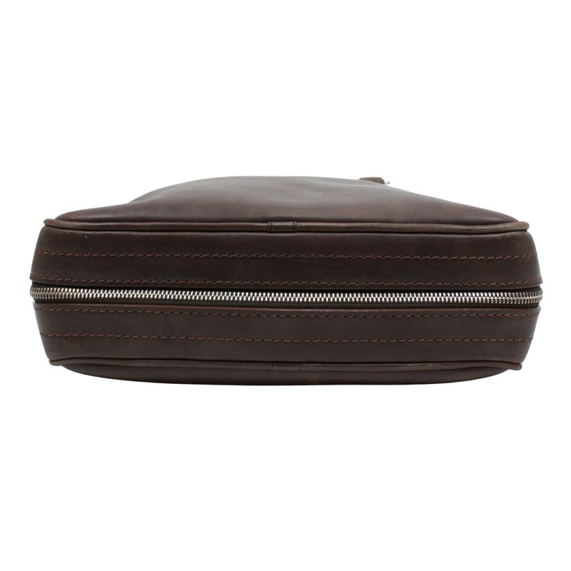 Louis Vuitton Porto Documento Vertical Leather Brown Shoulder Bag Silver