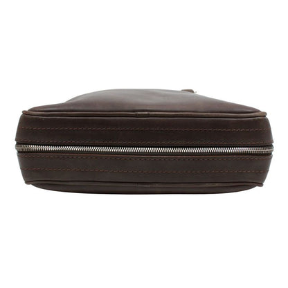 Louis Vuitton Porto Documento Vertical Leather Brown Shoulder Bag Silver