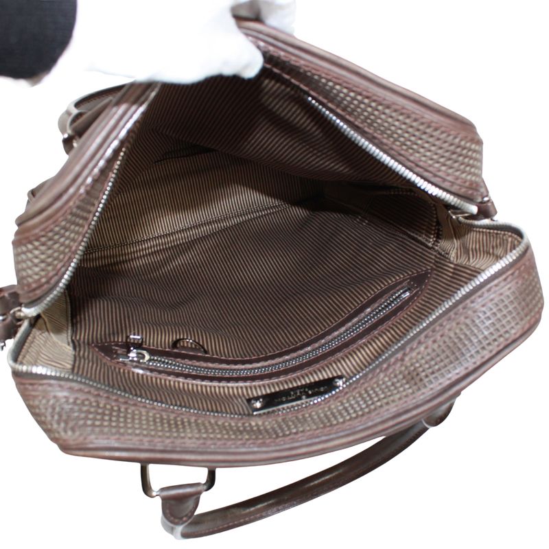 Louis Vuitton Porto Documento Vertical Leather Brown Shoulder Bag Silver