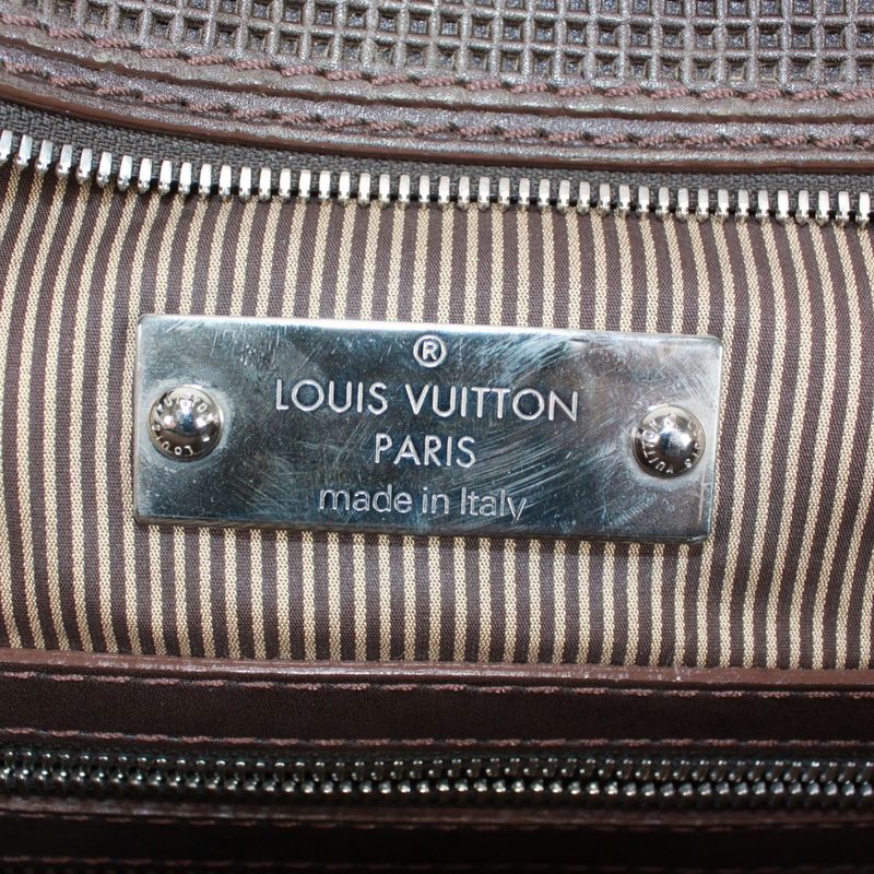 Louis Vuitton Porto Documento Vertical Leather Brown Shoulder Bag Silver
