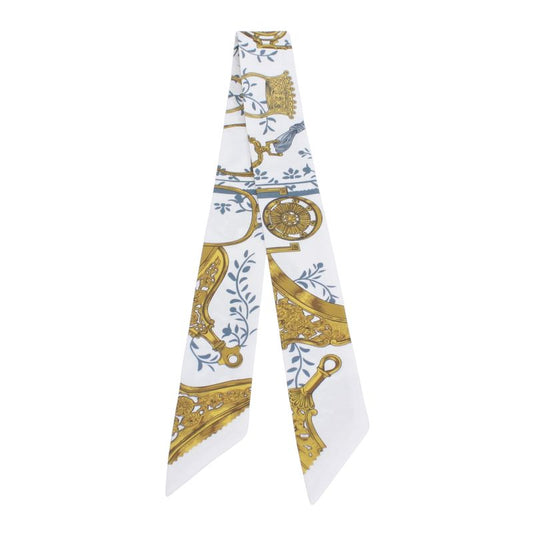 Hermes Twilly Silk Yellow X White X Light Blue Scarf/muffler