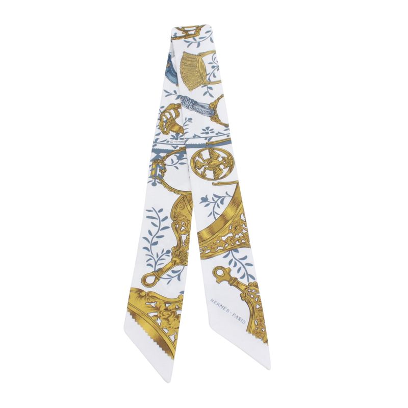 Hermes Twilly Silk Yellow X White X Light Blue Scarf/muffler
