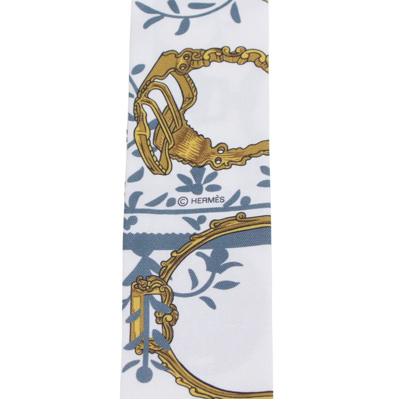 Hermes Twilly Silk Yellow X White X Light Blue Scarf/muffler