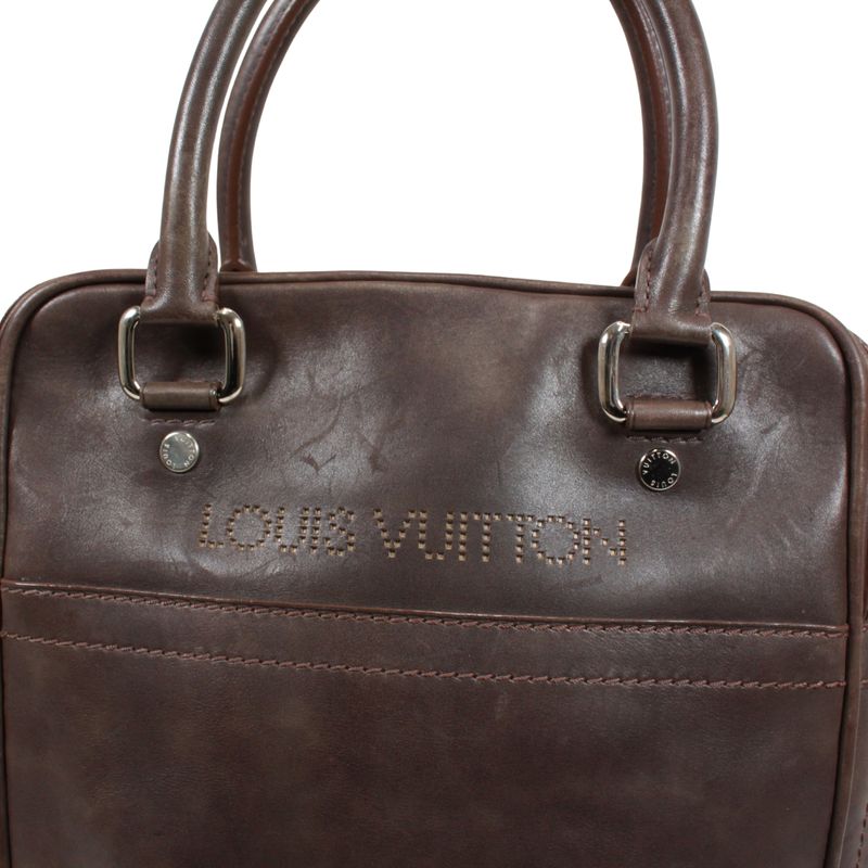 Louis Vuitton Porto Documento Vertical Leather Brown Shoulder Bag Silver