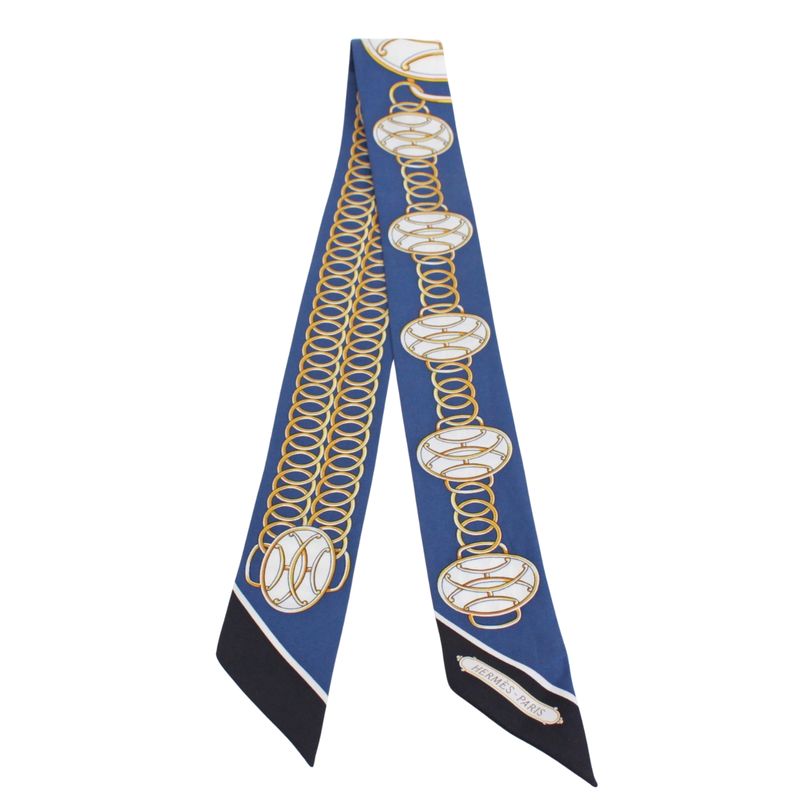 Hermes Twilly Silk Yellow X Blue Scarf/muffler