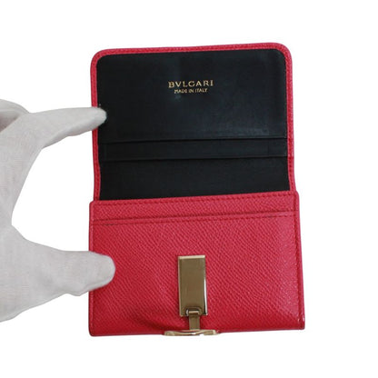 Bvlgari Leather Pink Card Case Gold