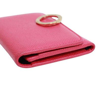 Bvlgari Leather Pink Card Case Gold