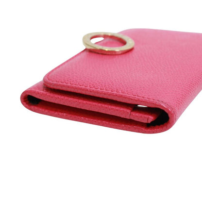Bvlgari Leather Pink Card Case Gold