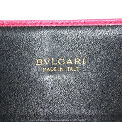 Bvlgari Leather Pink Card Case Gold