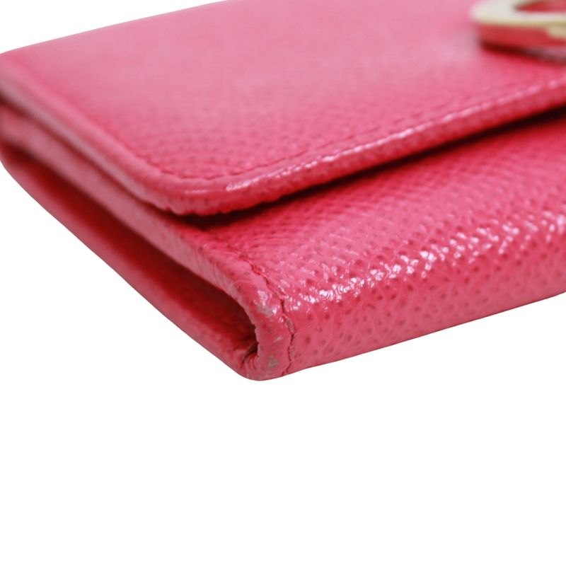 Bvlgari Leather Pink Card Case Gold