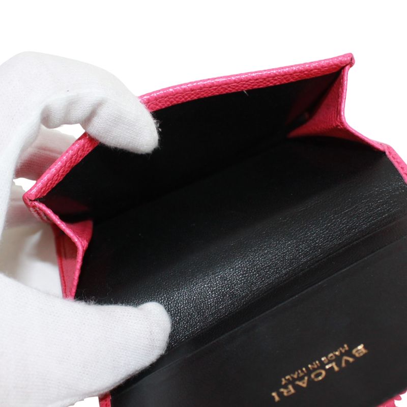Bvlgari Leather Pink Card Case Gold