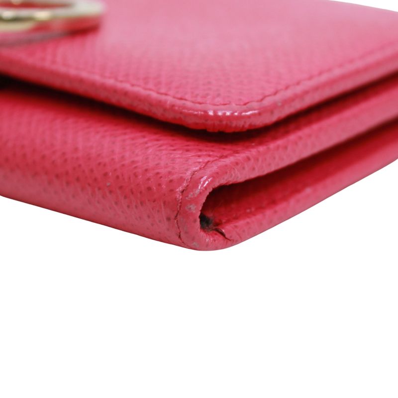 Bvlgari Leather Pink Card Case Gold
