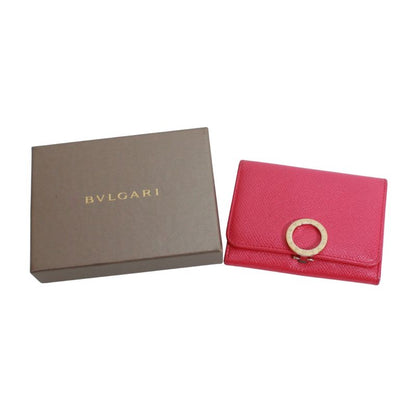 Bvlgari Leather Pink Card Case Gold