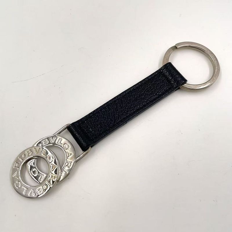 Bvlgari B Zero One Leather ×gp Black Doppiotondo Key Holder Silver