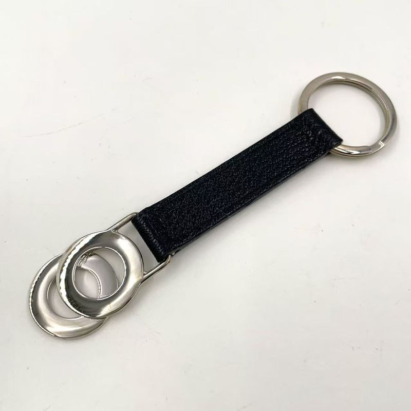 Bvlgari B Zero One Leather ×gp Black Doppiotondo Key Holder Silver