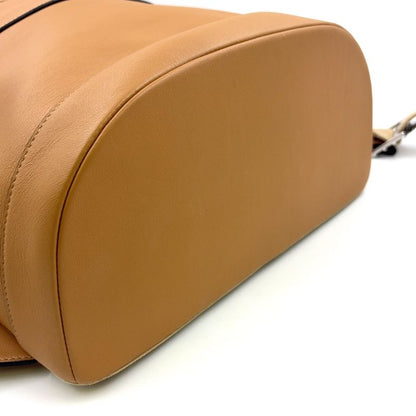 Loewe Round Leather X Canvas Brown Backpack Silver