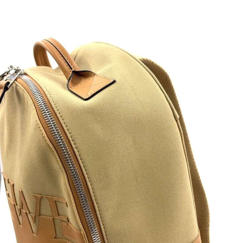 Loewe Round Leather X Canvas Brown Backpack Silver