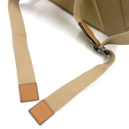 Loewe Round Leather X Canvas Brown Backpack Silver