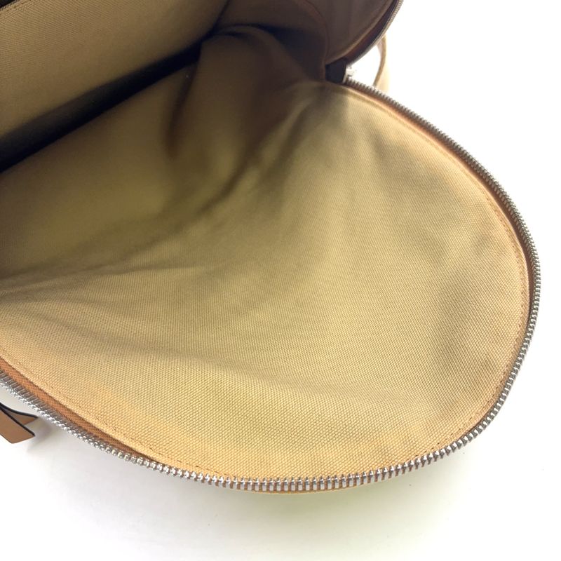 Loewe Round Leather X Canvas Brown Backpack Silver