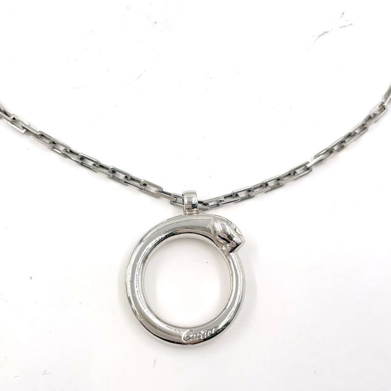 Cartier Panthere Charm Key Holder Metal Silver Necklace