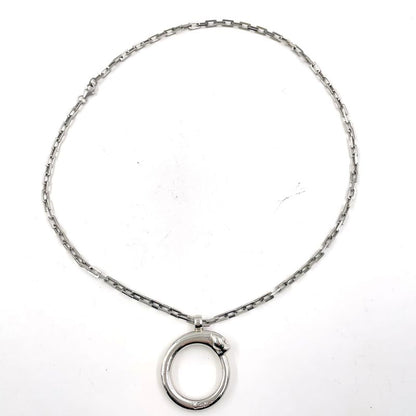 Cartier Panthere Charm Key Holder Metal Silver Necklace